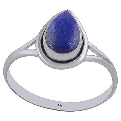 Stunning Split Shank Around Lapis Pear Shape 925 Sterling Solid Silver Ring - R3402750-25