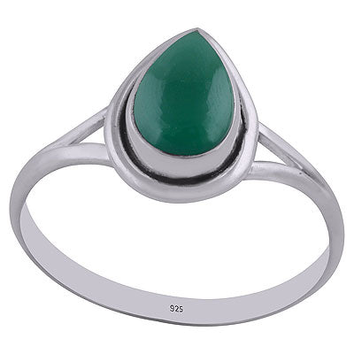Stunning Split Shank Around Green Onyx Pear Shape 925 Sterling Solid Silver Ring - R3402750-8