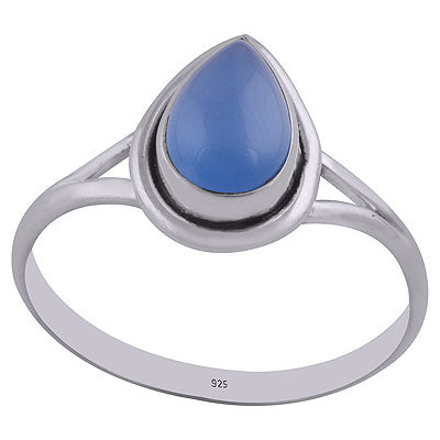 Stunning Split Shank Around Blue Chalcedony Pear Shape 925 Sterling Solid Silver Ring - R3402750-9