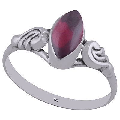 Alluring Handwork Around Garnet Marquise Shape 925 Sterling Solid Silver Ring - R3402751-10