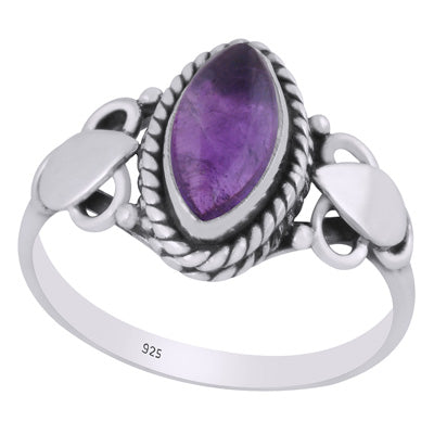 Stunning Twisted Wire Work Around Amethyst Marquise Shape 925 Sterling Solid Silver Ring - R3402757-1
