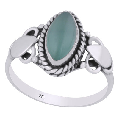 Stunning Twisted Wire Work Around Aqua Chalcedony Marquise Shape 925 Sterling Solid Silver Ring - R3402757-10