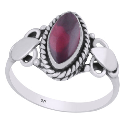 Stunning Twisted Wire Work Around Garnet Marquise Shape 925 Sterling Solid Silver Ring - R3402757-2