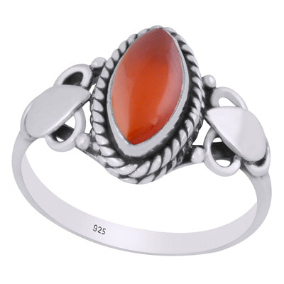 Stunning Twisted Wire Work Around Carnelian Marquise Shape 925 Sterling Solid Silver Ring - R3402757-7