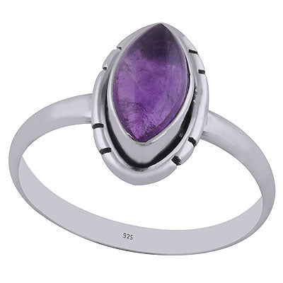Beautiful Unique Setting Around Amethyst Marquise Shape 925 Sterling Solid Silver Ring - R3402759-1