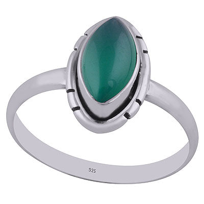 Beautiful Unique Setting Around Green Onyx Marquise Shape 925 Sterling Solid Silver Ring - R3402759-12