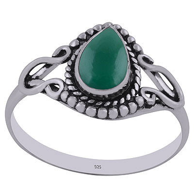 Gorgeous Rawa & Wire Work Around Green Onyx Pear Shape 925 Sterling Solid Silver Ring - R3402772-10