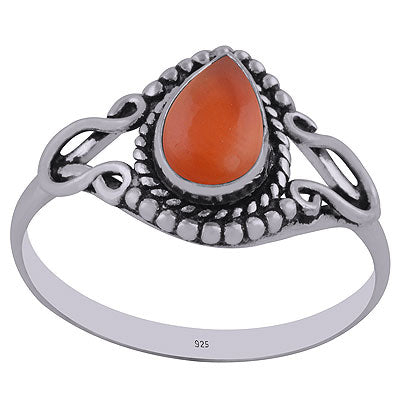 Gorgeous Rawa & Wire Work Around Carnelian Pear Shape 925 Sterling Solid Silver Ring - R3402772-9
