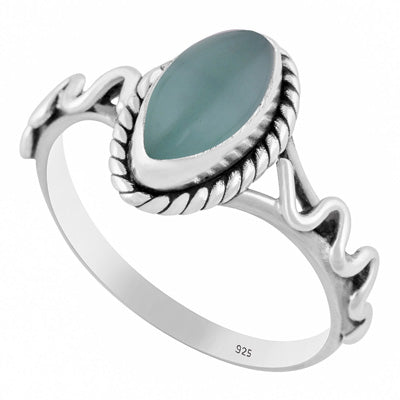 Unique & Textured Wire Work Around Aqua Chalcedony Marquise Shape 925 Sterling Solid Silver Ring - R3402773-12