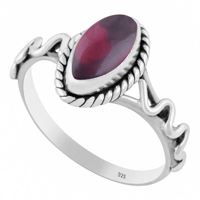 Unique & Textured Wire Work Around Garnet Marquise Shape 925 Sterling Solid Silver Ring - R3402773-2