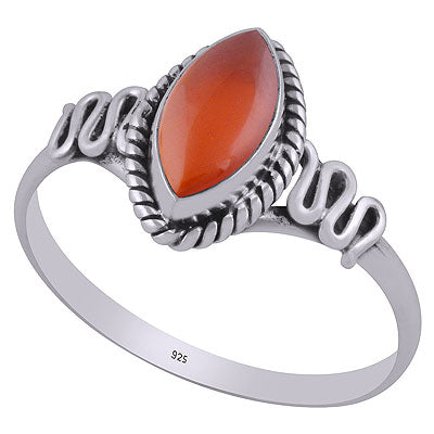 Unique & Textured Wire Work Around Carnelian Marquise Shape 925 Sterling Solid Silver Ring - R3402773-26