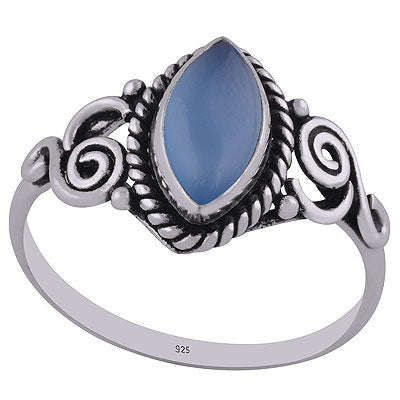 Gorgeous Wire Coil Work Around Blue Chalcedony Marquise Shape 925 Sterling Solid Silver Ring - R3402774-10