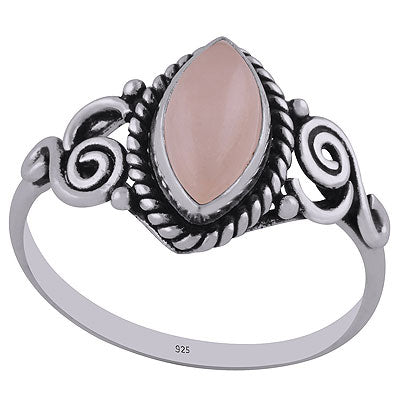Gorgeous Wire Coil Work Around Rose Quartz Marquise Shape 925 Sterling Solid Silver Ring - R3402774-14