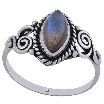 Gorgeous Wire Coil Work Around Labradorite Marquise Shape 925 Sterling Solid Silver Ring - R3402774-5