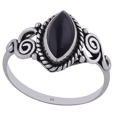 Gorgeous Wire Coil Work Around Black Onyx Marquise Shape 925 Sterling Solid Silver Ring - R3402774-6