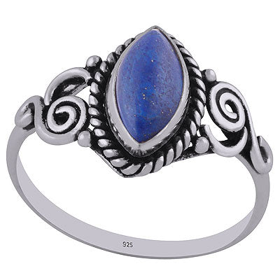 Gorgeous Wire Coil Work Around Lapis Marquise Shape 925 Sterling Solid Silver Ring - R3402774-7