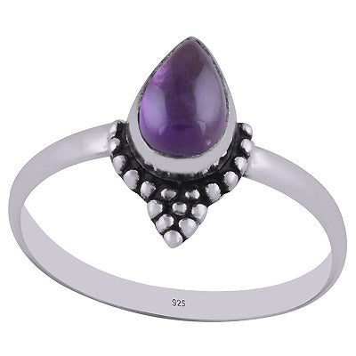 Gorgeous Rawa Work Around Amethyst Pear Shape 925 Sterling Solid Silver Ring - R3402776-1