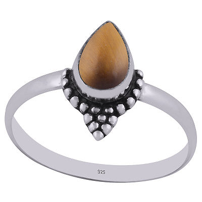 Gorgeous Rawa Work Around Tiger's Eye Pear Shape 925 Sterling Solid Silver Ring - R3402776-10
