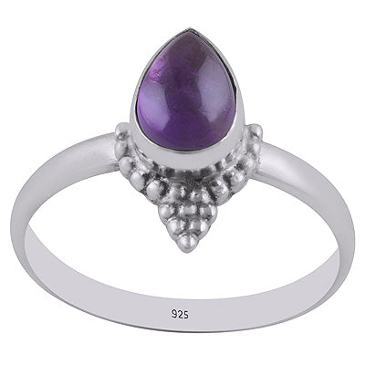 Gorgeous Rawa Work Around Amethyst Pear Shape 925 Sterling Solid Silver Ring - R3402776-21