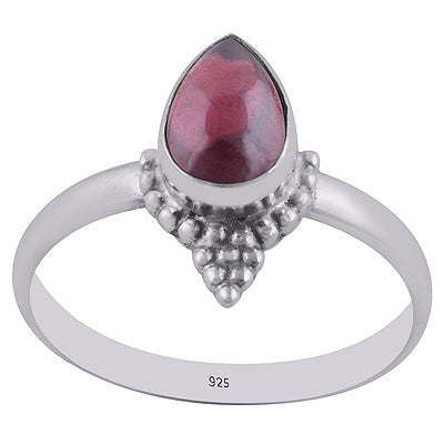 Gorgeous Rawa Work Around Garnet Pear Shape 925 Sterling Solid Silver Ring - R3402776-22