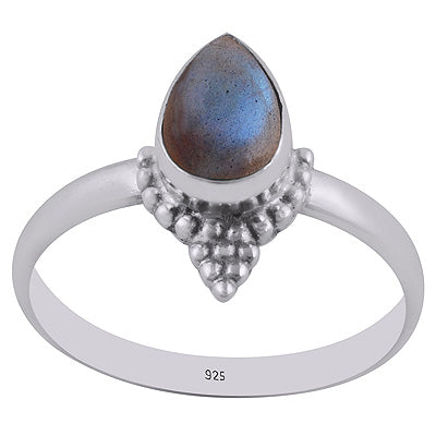 Gorgeous Rawa Work Around Labradorite Pear Shape 925 Sterling Solid Silver Ring - R3402776-25