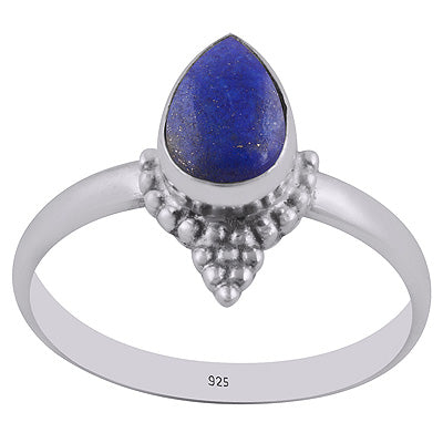 Gorgeous Rawa Work Around Lapis Pear Shape 925 Sterling Solid Silver Ring - R3402776-26