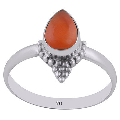 Gorgeous Rawa Work Around Carnelian Pear Shape 925 Sterling Solid Silver Ring - R3402776-27