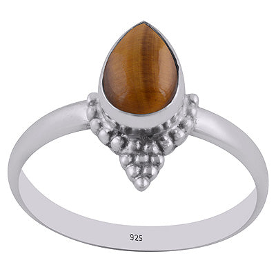 Gorgeous Rawa Work Around Tiger's Eye Pear Shape 925 Sterling Solid Silver Ring - R3402776-31