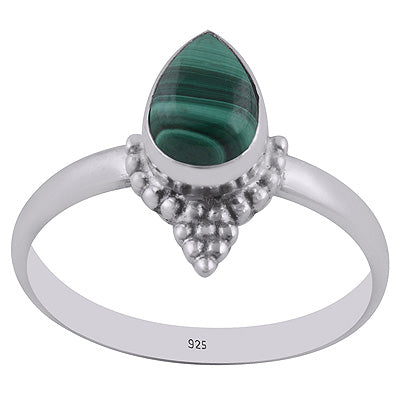 Gorgeous Rawa Work Around Malachite Pear Shape 925 Sterling Solid Silver Ring - R3402776-32
