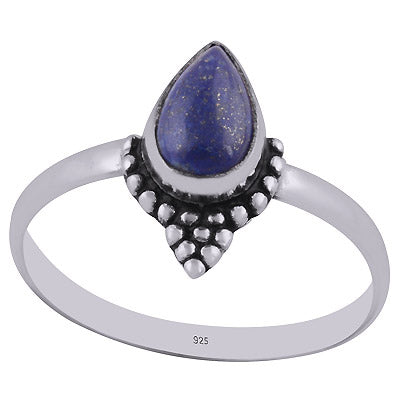 Gorgeous Rawa Work Around Lapis Pear Shape 925 Sterling Solid Silver Ring - R3402776-5