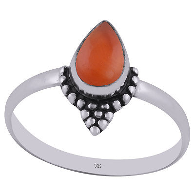 Gorgeous Rawa Work Around Carnelian Pear Shape 925 Sterling Solid Silver Ring - R3402776-8