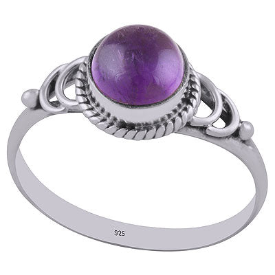 Gorgeous Handcrafted Twisted Wire Work Around Amethyst Round Shape 925 Sterling Solid Silver Ring - R3402795-1