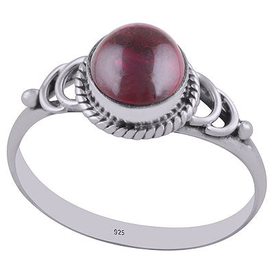 Gorgeous Handcrafted Twisted Wire Work Around Garnet Round Shape 925 Sterling Solid Silver Ring - R3402795-2