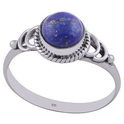 Gorgeous Handcrafted Twisted Wire Work Around Lapis Round Shape 925 Sterling Solid Silver Ring - R3402795-6
