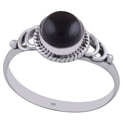 Gorgeous Handcrafted Twisted Wire Work Around Black Onyx Round Shape 925 Sterling Solid Silver Ring - R3402795-8
