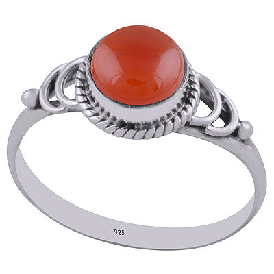 Gorgeous Handcrafted Twisted Wire Work Around Carnelian Round Shape 925 Sterling Solid Silver Ring - R3402795-9