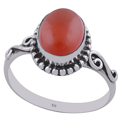 Stunning Rawa & Wire Work Around Carnelian Oval Shape 925 Sterling Solid Silver Ring - R3402799-10