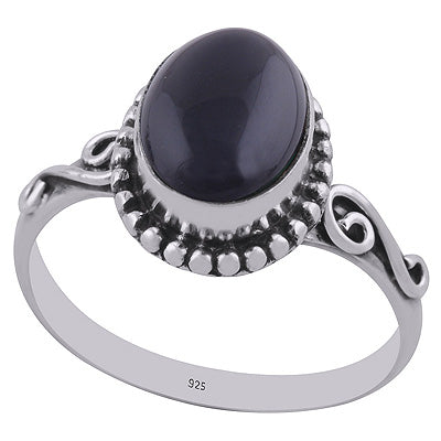 Stunning Rawa & Wire Work Around Black Onyx Oval Shape 925 Sterling Solid Silver Ring - R3402799-8