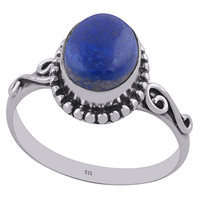 Stunning Rawa & Wire Work Around Lapis Oval Shape 925 Sterling Solid Silver Ring - R3402799-9