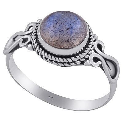 Beautifully Handcrafted Wire Work Labradorite Round Shape 925 Sterling Solid Silver Ring - R3402831-4