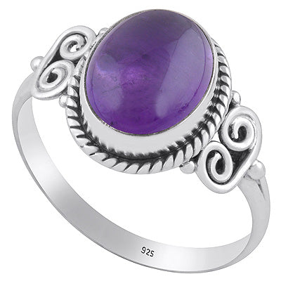 Alluring Rawa & Twisted Wire Work Amethyst Oval Shape 925 Sterling Solid Silver Ring - R3402834-1