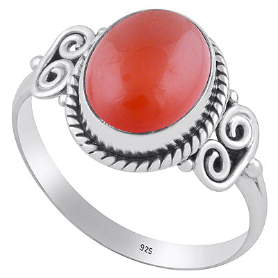 Alluring Rawa & Twisted Wire Work Carnelian Oval Shape 925 Sterling Solid Silver Ring - R3402834-12