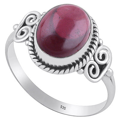 Alluring Rawa & Twisted Wire Work Garnet Oval Shape 925 Sterling Solid Silver Ring - R3402834-2