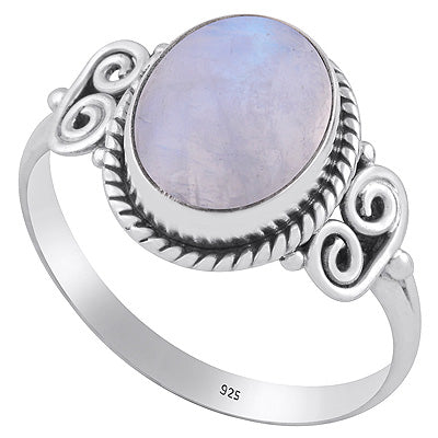 Alluring Rawa & Twisted Wire Work Rainbow Moonstone Oval Shape 925 Sterling Solid Silver Ring - R3402834-4