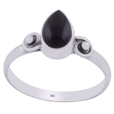 Gorgeous Hand Work Around Black Onyx Pear Shape 925 Sterling Solid Silver Ring - R3402845-24