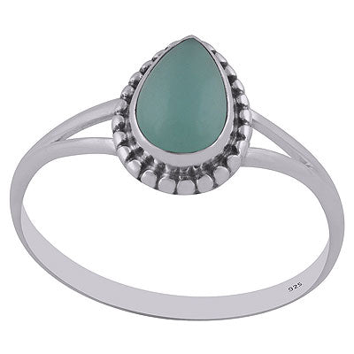 Gorgeous Rawa Work Around Aqua Chalcedony Pear Shape 925 Sterling Solid Silver Ring - R3402846-12
