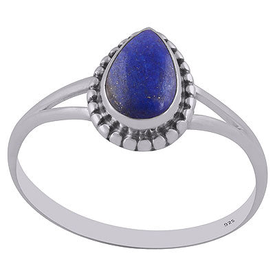 Gorgeous Rawa Work Around Lapis Pear Shape 925 Sterling Solid Silver Ring - R3402846-13