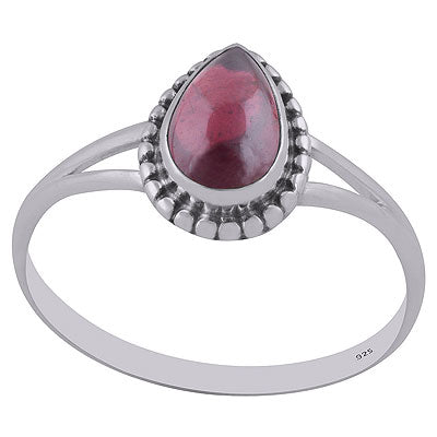 Gorgeous Rawa Work Around Garnet Pear Shape 925 Sterling Solid Silver Ring - R3402846-8