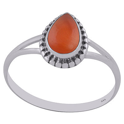 Gorgeous Rawa Work Around Carnelian Pear Shape 925 Sterling Solid Silver Ring - R3402846-9