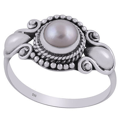 Gorgeous Handcrafted Rawa & Drop Work Around Pearl Oval Shape 925 Sterling Solid Silver Ring - R3402856-32